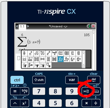 The sigma notation on a TI-Nspire calculator