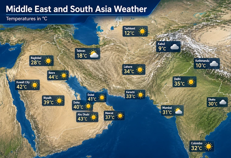 Middle East and South Asia weather