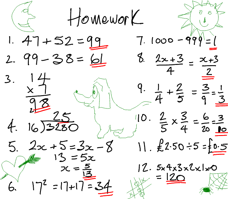 answer to math homework